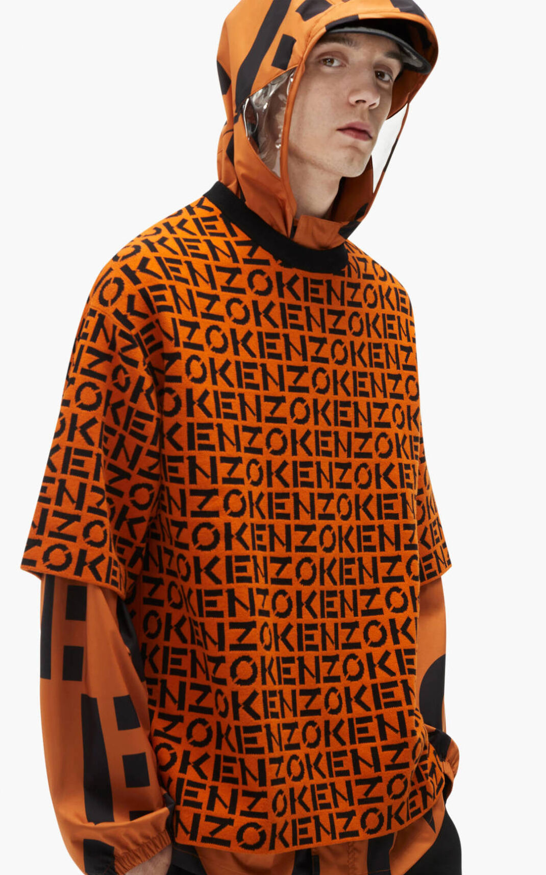 Kenzo Sport oversize monogram πουλόβερ ανδρικα βαθυ πορτοκαλι | GR191521